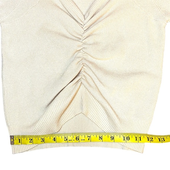 Prettygarden Ruched Knit Sweater. Apricot Puff Sleeve Y2K Style Top. Size Small - Picture 11 of 12